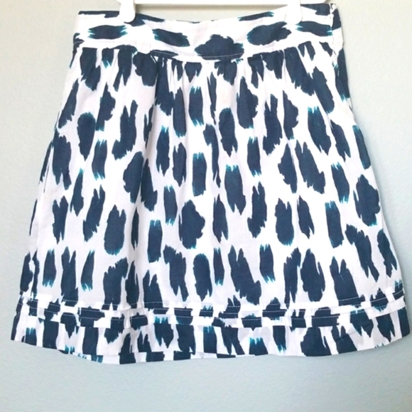 Loft Spring Abstract White And Blue Cotton skirt size 2 - Picture 1 of 8
